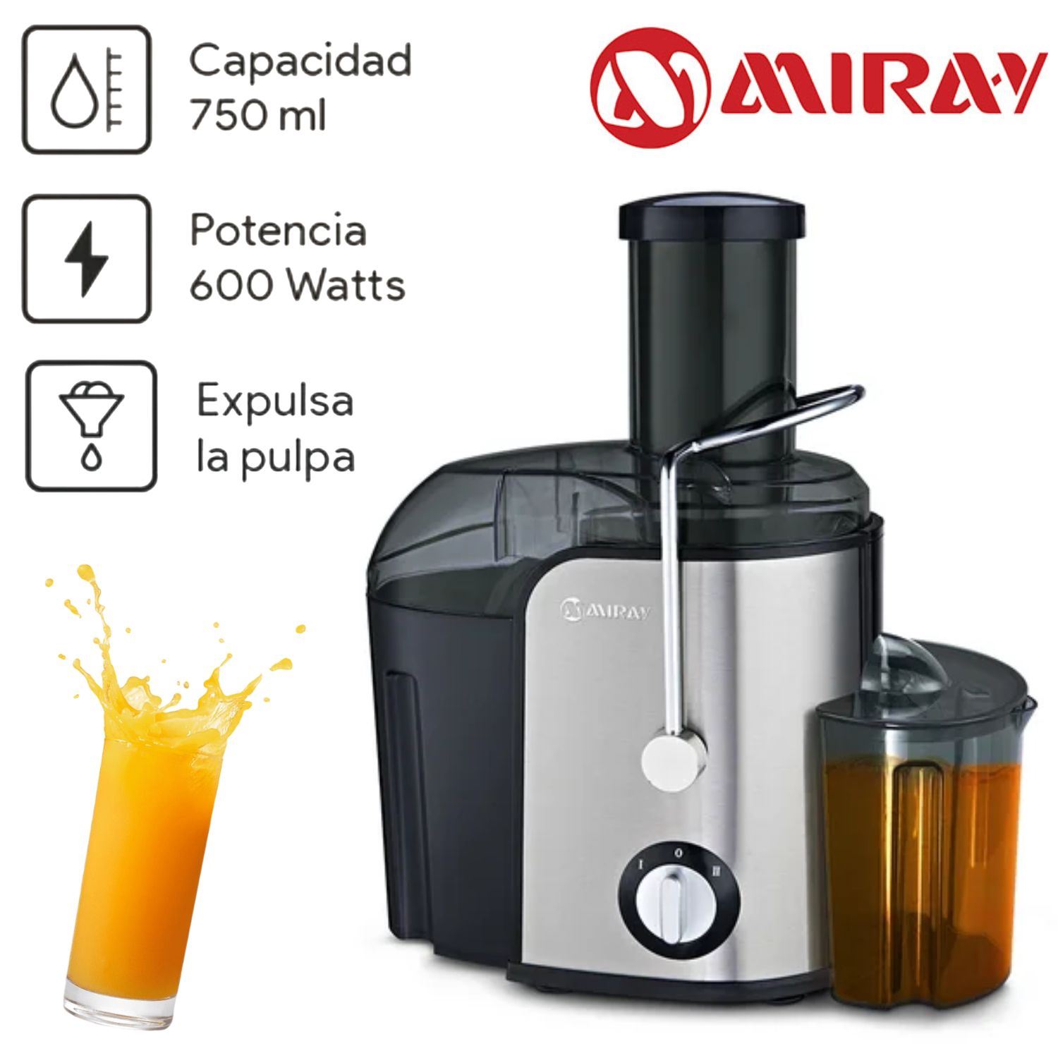 Extractor de Frutas Miray EM-40  600 Watts Acabados de Acero